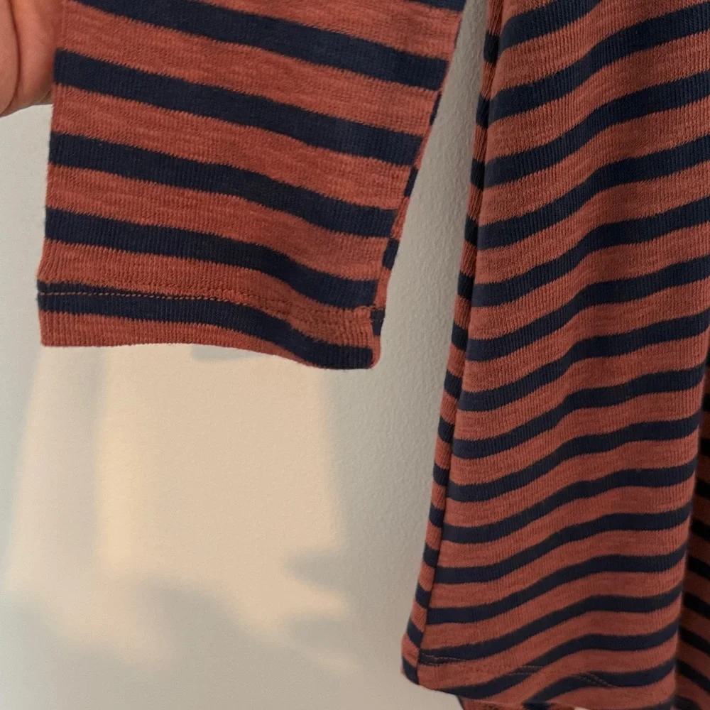 Hayden Girls Large Striped 3/4 Sleeve Keyhole Back NewTop Rust Navy G6626VM